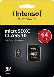 Micro SD kaart Intenso 64GB SDXC class 10