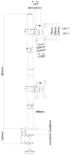 Monitor arm boven elkaar Newstar FPMA-D550DV -3