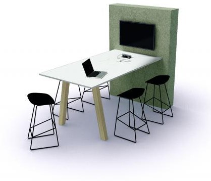 Vergadertafel met akoestisch paneel voor beeldscherm Markant Hybrid-2