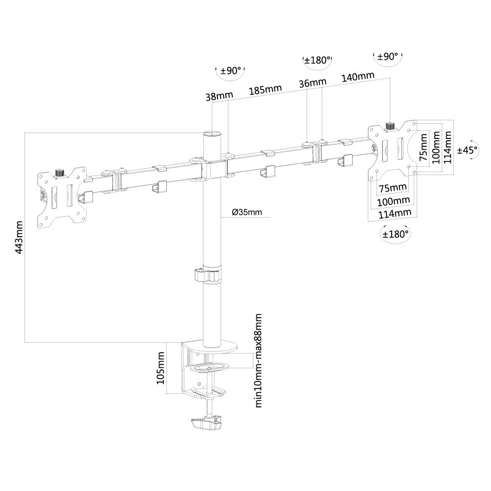 Monitor arm 2 schermen Newstar FPMA-D550D-3