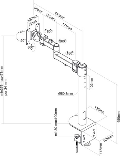 Newstar FPMA-D960BLACKPLUS curved monitor arm 10-491605-3
