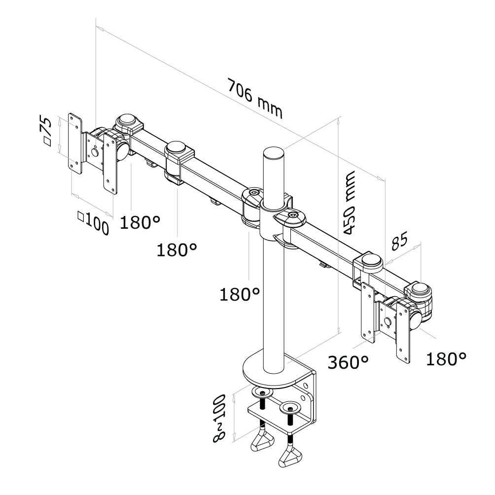 Monitor arm 2 schermen Newstar FPMA-D960D-3