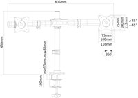 Monitor arm 2 schermen Neomounts FPMA-DCB100D-3