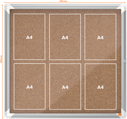 Nobo binnenvitrine met draaideur kurk 6 x A4