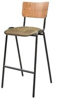 Barkrukken industrieel kunstleder / hout zithoogte 76cm-3