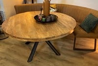 Ronde tafel mangohout met spinpoot Mila-3