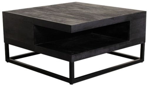 Salontafel mangohout met opbergruimte zwart-3