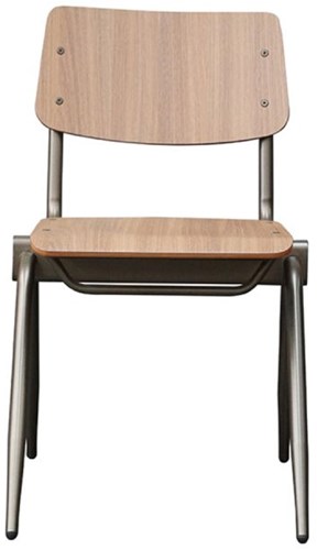 Schoolstoel stapelbaar industrieel walnoot-2