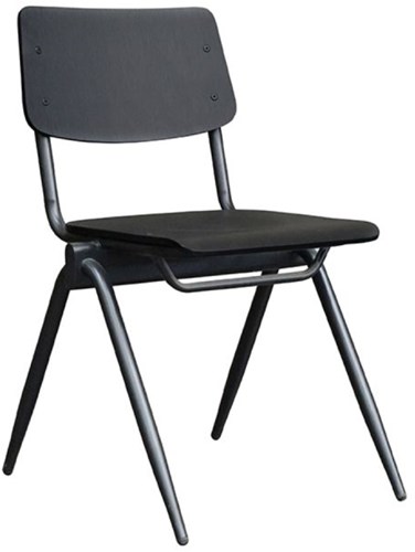 Schoolstoel stapelbaar industrieel zwart-2