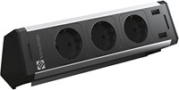 Stekkerdoos voor onder het bureau met 3x 220V en 2x netwerkkabels + voeding