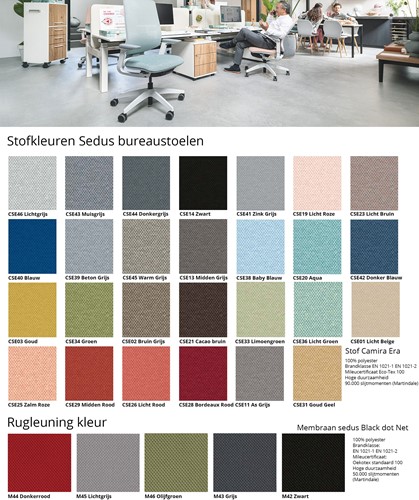 Stofkleuren-Sedus-bureau-stoelen