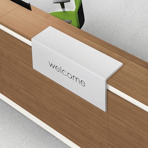 Topblad voor balie met tekst Welcome