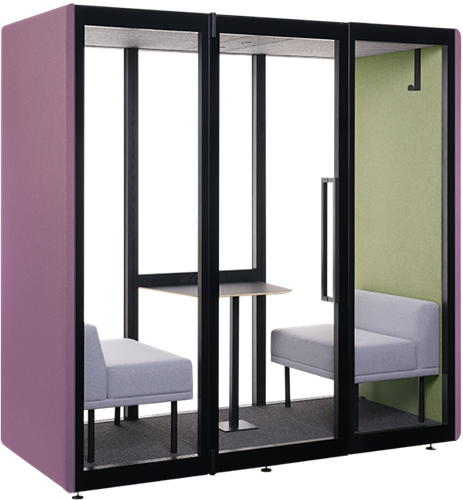 Vergadercabine Askia Kameleon K2 akoestische ruimte met ventilatie en LED verlichting