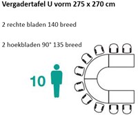 Vergadertafel 10 personen U vorm Modulo 275 x 270-2