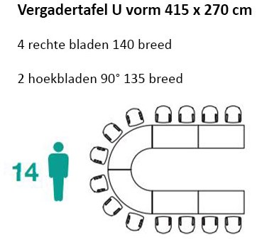 Vergadertafel 14 personen U vorm Modulo 415 x 270-2