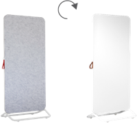 Verrijdbaar akoestisch whiteboard Smit Visual Chameleon Mobile in wit en silver grey