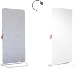 Verrijdbaar akoestisch whiteboard Smit Visual Chameleon Mobile in wit en silver grey