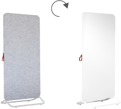 Verrijdbaar akoestisch whiteboard Smit Visual Chameleon Mobile in wit en silver grey