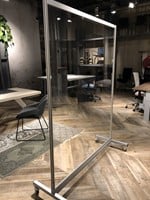 Verrijdbare plexiglas schermen op standaard