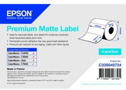 Verzendlabel Epson C33S045724 102 x 152m premium matte permanent