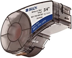 Vinyltape Brady 19mm wit op rood