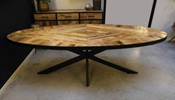 Visgraat tafel mangohout ovaal Versaille