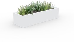 Plantenbak met gemengde beplanting wit 80 cm breed