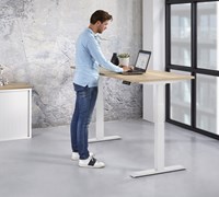 Zit sta bureau elektrisch verstelbaar ProLine Yvie - 180x80cm - Wit - Licht eiken