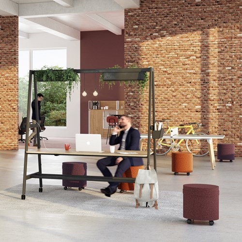 Zit sta bureau op wielen met werkstation Nomad-2