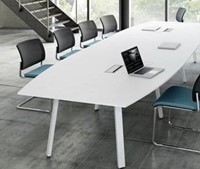 Zit sta vergadertafel tonvormig 400 x 150cm